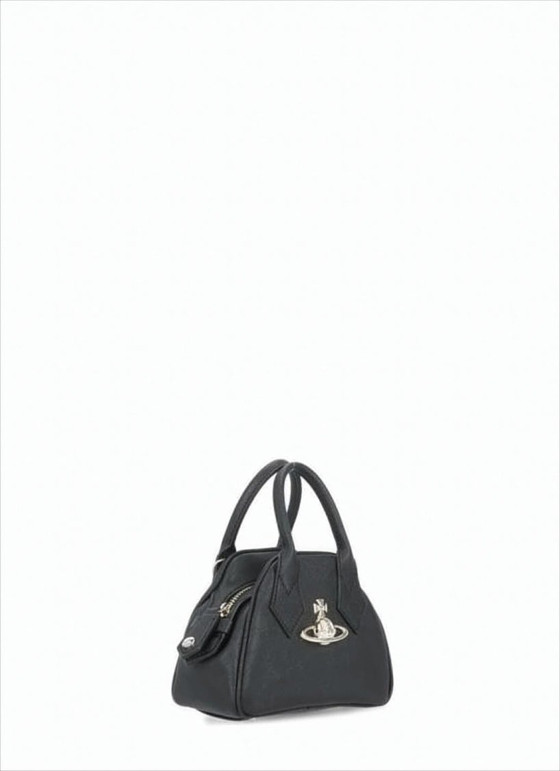 Vivienne Westwood Textured Synthetic Leather Crossbody Bag with Metallic Emblem Wit