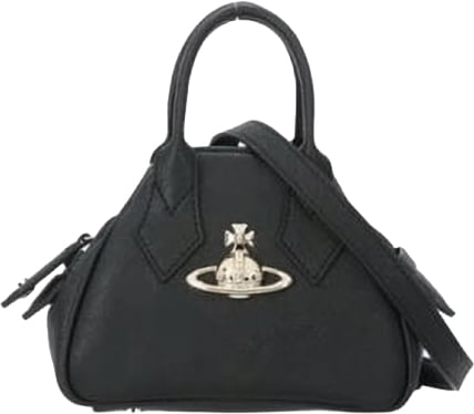 Vivienne Westwood Textured Synthetic Leather Crossbody Bag with Metallic Emblem Wit