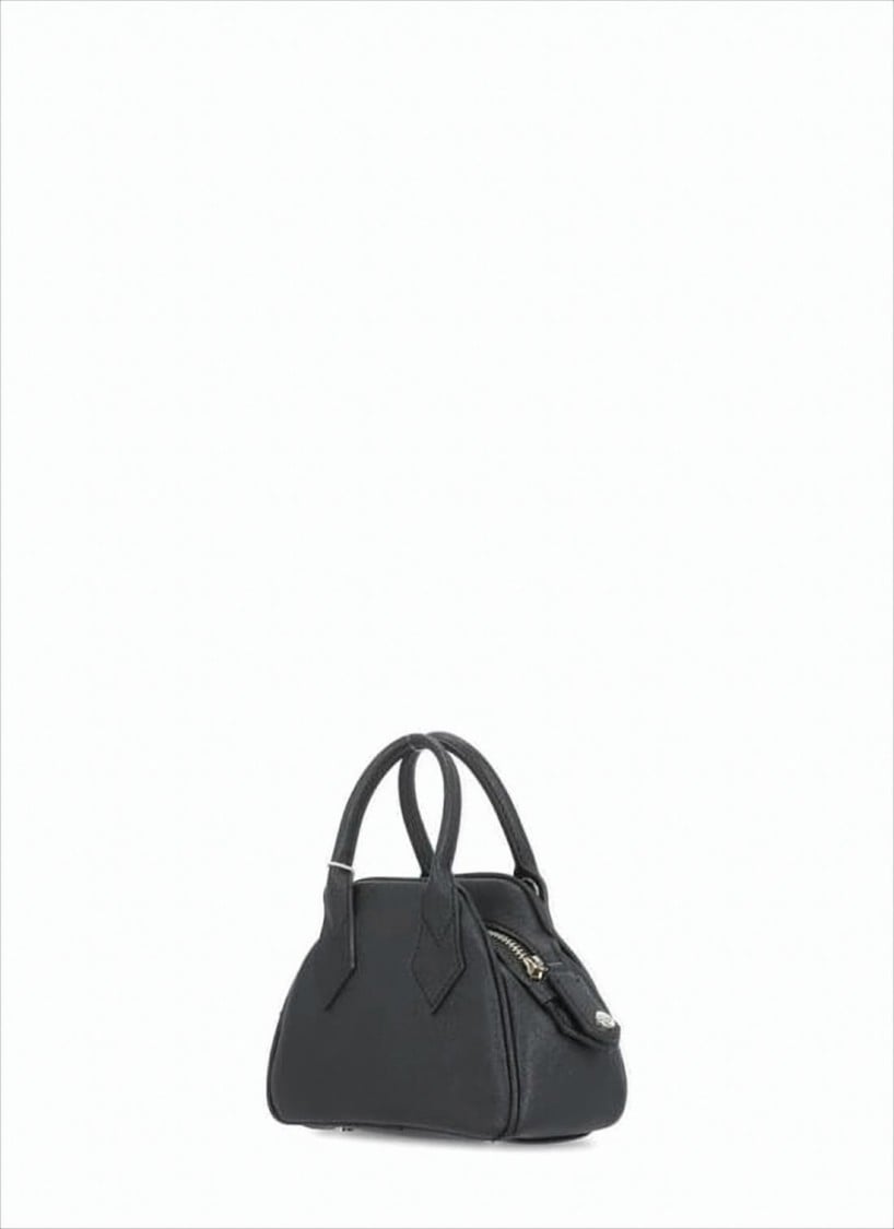 Vivienne Westwood Textured Synthetic Leather Crossbody Bag with Metallic Emblem Wit