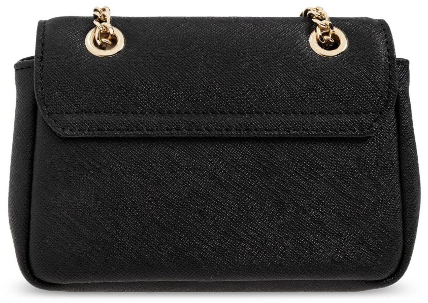Vivienne Westwood Textured Black Leather Shoulder Bag with Gold-tone Orb Emblem Zwart