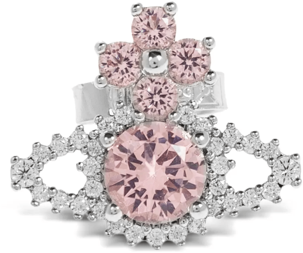 Vivienne Westwood Valentina Orb Earrings Platinum / Pink / White Cz Wit