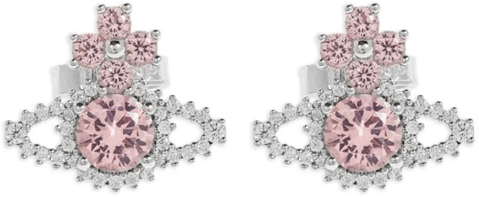 Vivienne Westwood Valentina Orb Earrings Platinum / Pink / White Cz Wit
