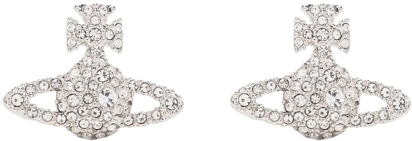 Vivienne Westwood Grace Bas Relief Stud Earrings Platinum / Crystal Zilver