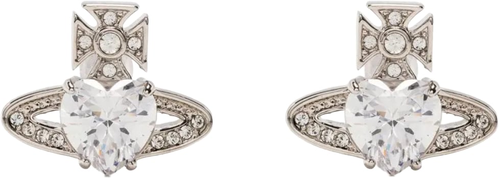 Vivienne Westwood Ariella Earrings Platinum / White Cz /crystal Wit