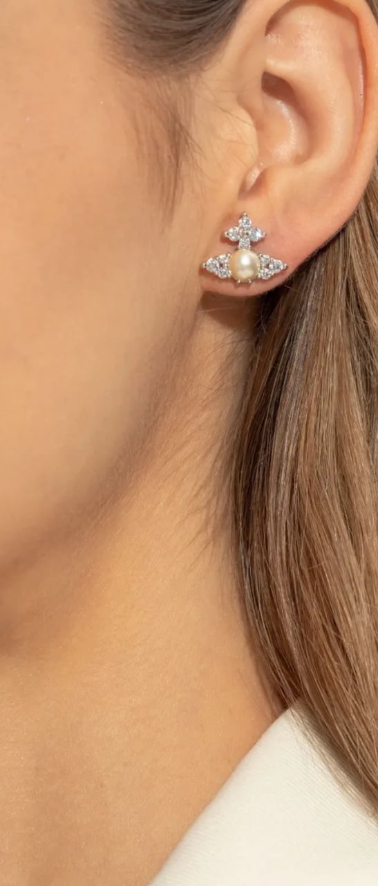Vivienne Westwood Vivienne Westwood Feodora Earrings Platinum White Cz Creamrose Wit