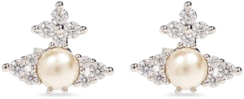 Vivienne Westwood Vivienne Westwood Feodora Earrings Platinum White Cz Creamrose Wit