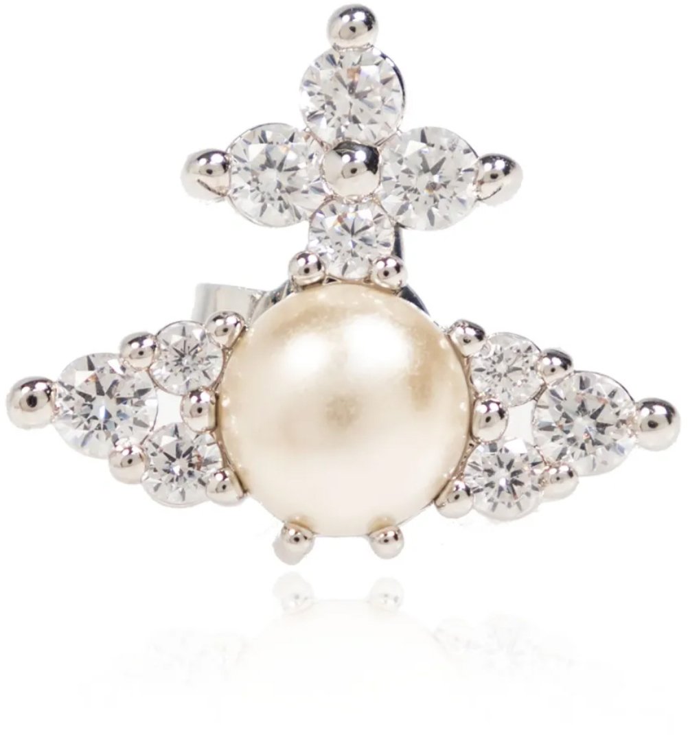 Vivienne Westwood Feodora Earrings Platinum White Cz Creamrose Wit