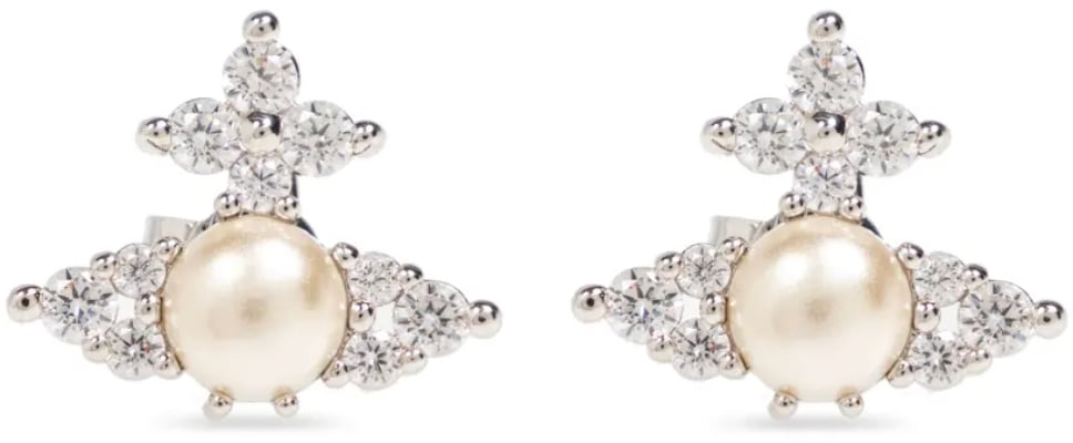 Vivienne Westwood Feodora Earrings Platinum White Cz Creamrose Wit