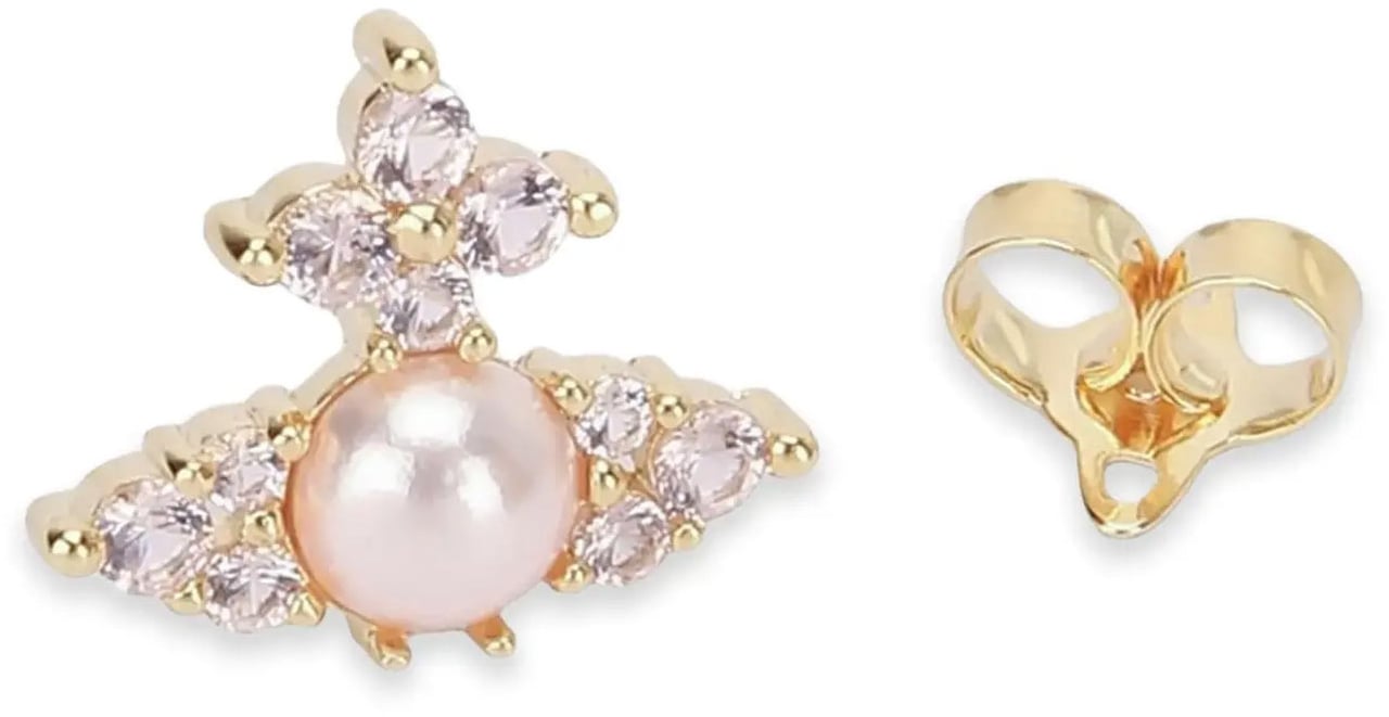 Vivienne Westwood Feodora Earrings Gold / Champagne Cz / Pink Divers