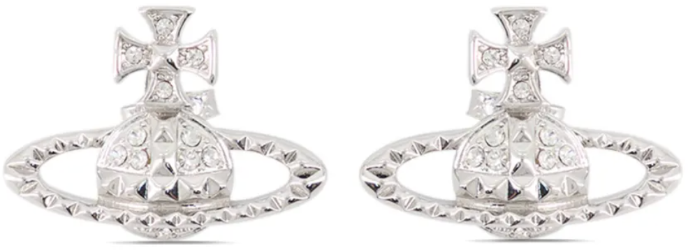 Vivienne Westwood Mayfair Bas Relief Earrings Rhodium Crystal Zilver