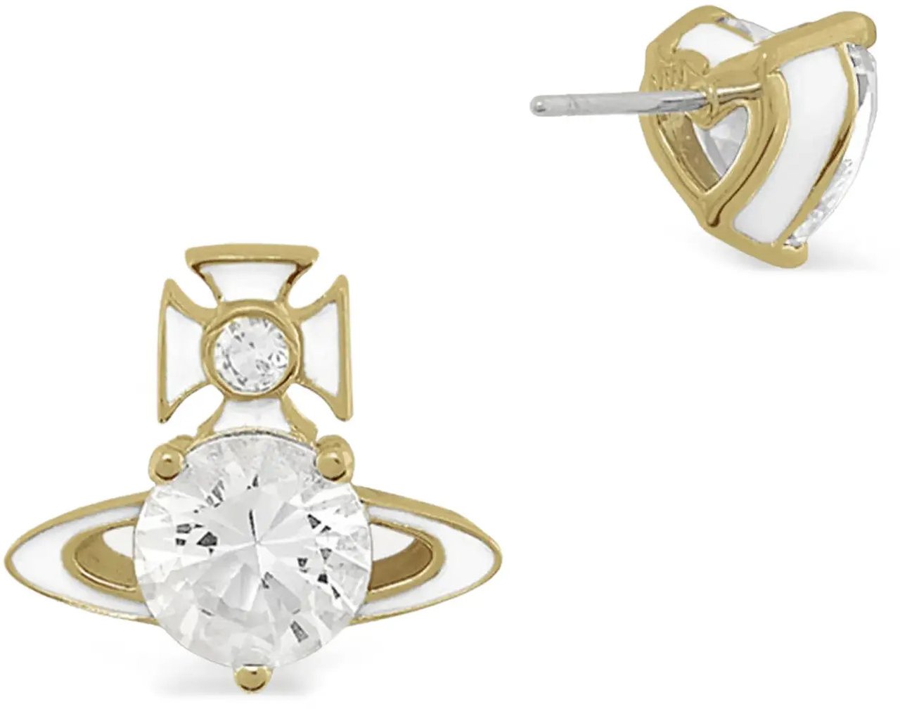 Vivienne Westwood Millie Earrings Gold / White Enamel / White Wit