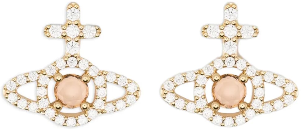 Vivienne Westwood Olympia Cz Earrings Gold / White Champagne Wit