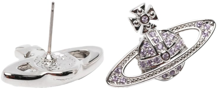 Vivienne Westwood Mini Bas Relief Earrings Platinum / Violet Crystal Divers