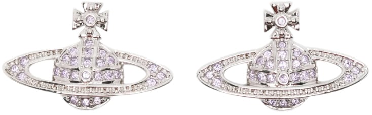 Vivienne Westwood Mini Bas Relief Earrings Platinum / Violet Crystal Divers