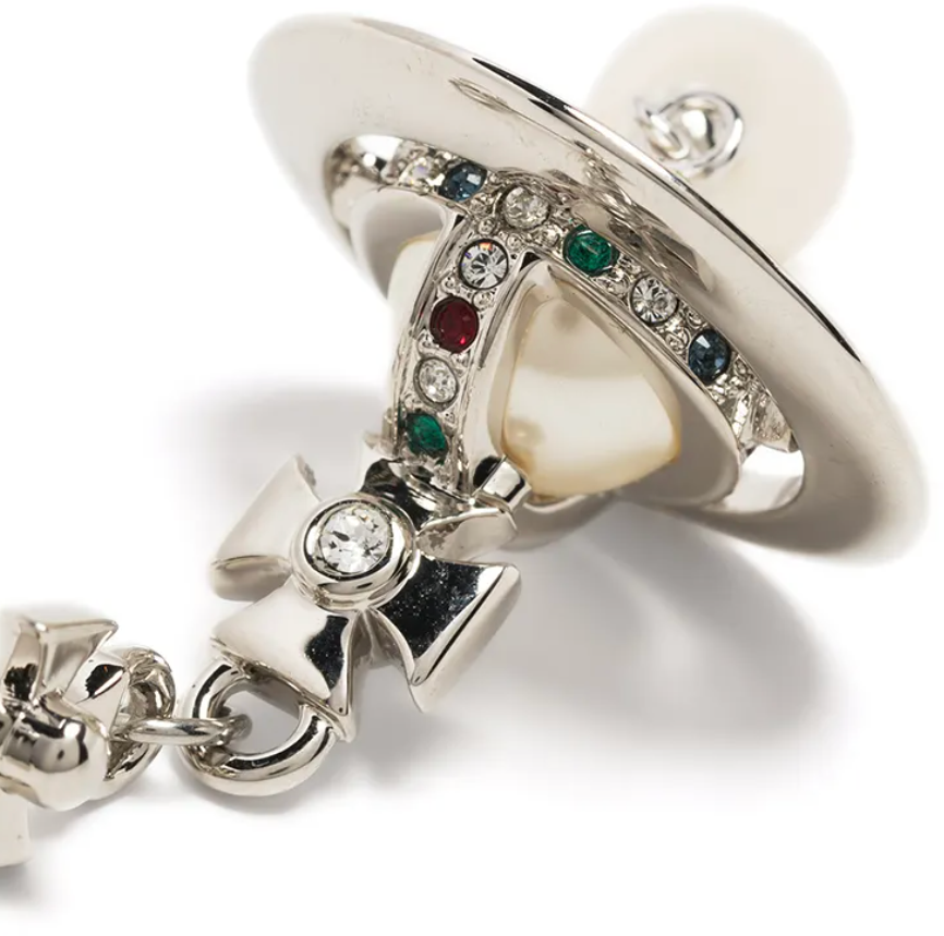 Vivienne Westwood Pearl Drop Earrings Platinum Pearl Multi Zilver