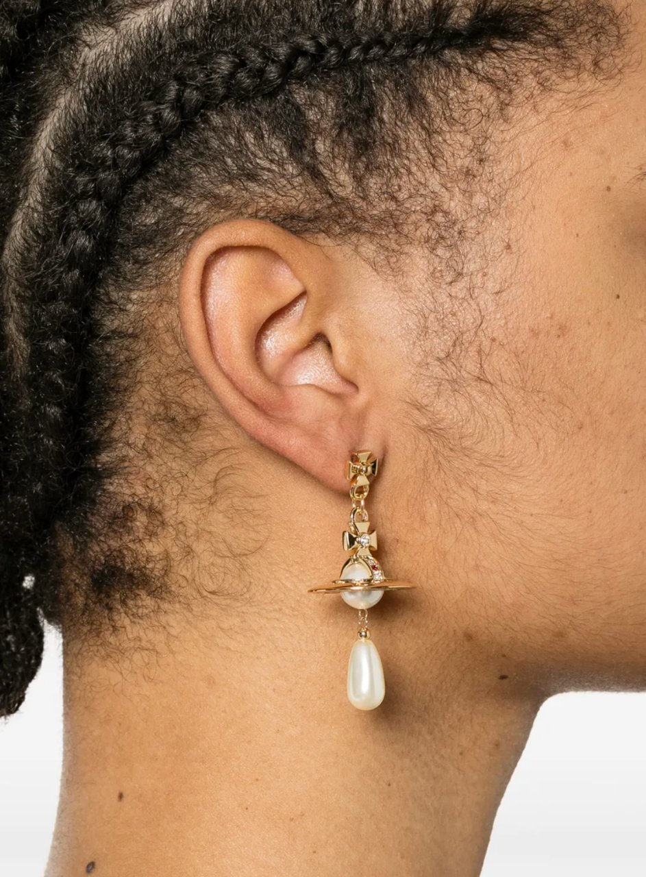Vivienne Westwood Pearl Drop Earrings Gold Pearl Multi Divers