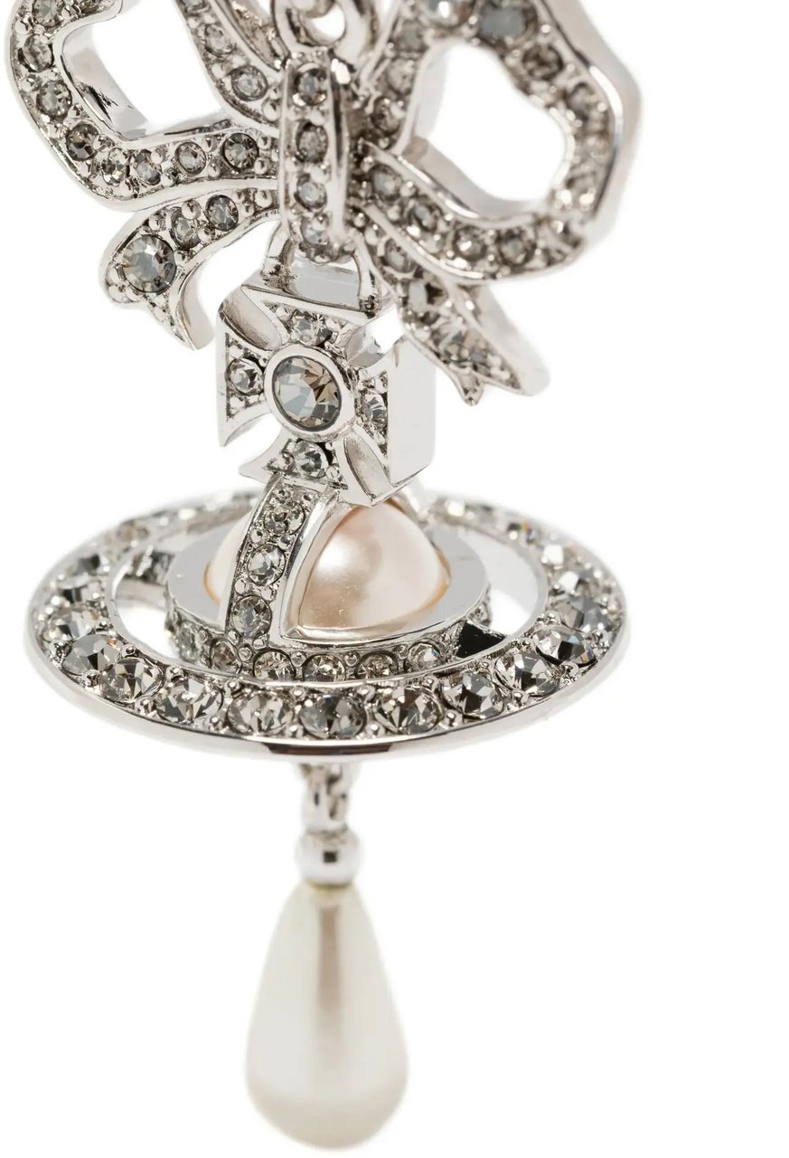 Vivienne Westwood Rigoberta Pearl Earrings Platinum/crystal Velvet Crystal/creamrose Zilver