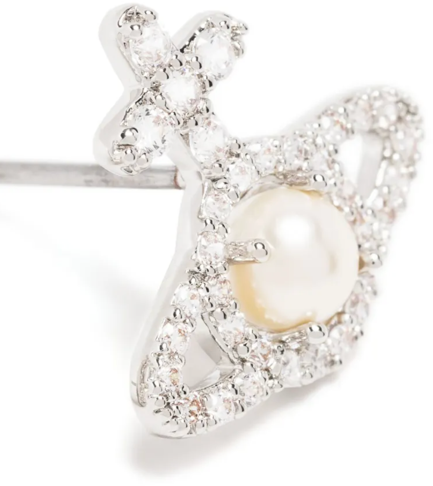 Vivienne Westwood Olympia Pearl Earrings Platinum Creamrose Zilver