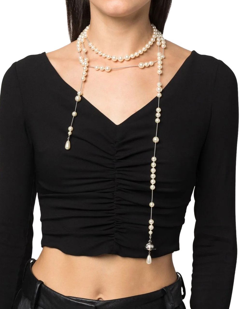 Vivienne Westwood Broken Pearl Necklace Platinum Pearl Multi Zilver