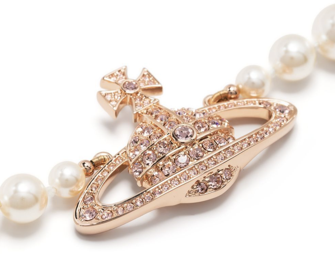 Vivienne Westwood One Row Pearl Bas Relief Pink Gold/creamrose/vintage Rose Roze