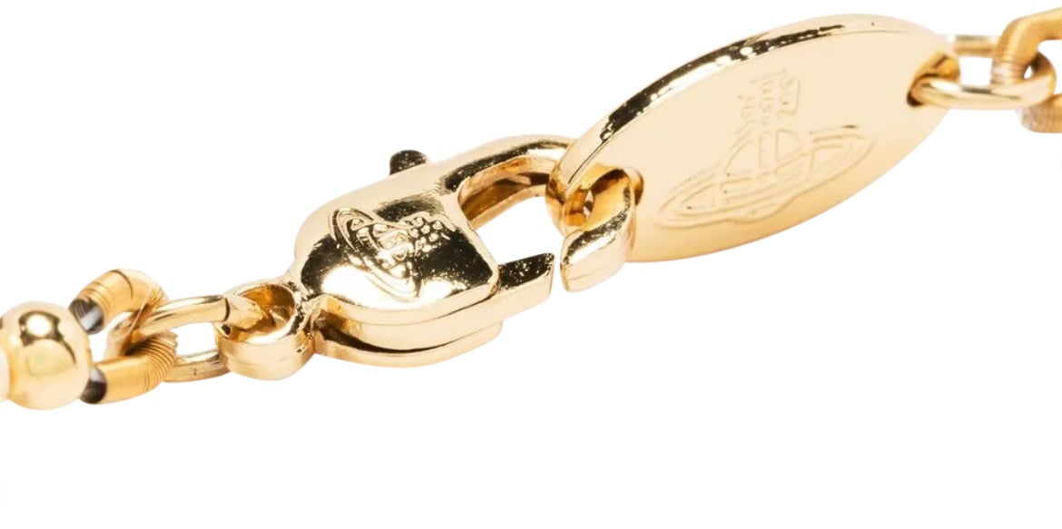 Vivienne Westwood One Row Pearl Bas Relief Gold Cream Crystal Divers