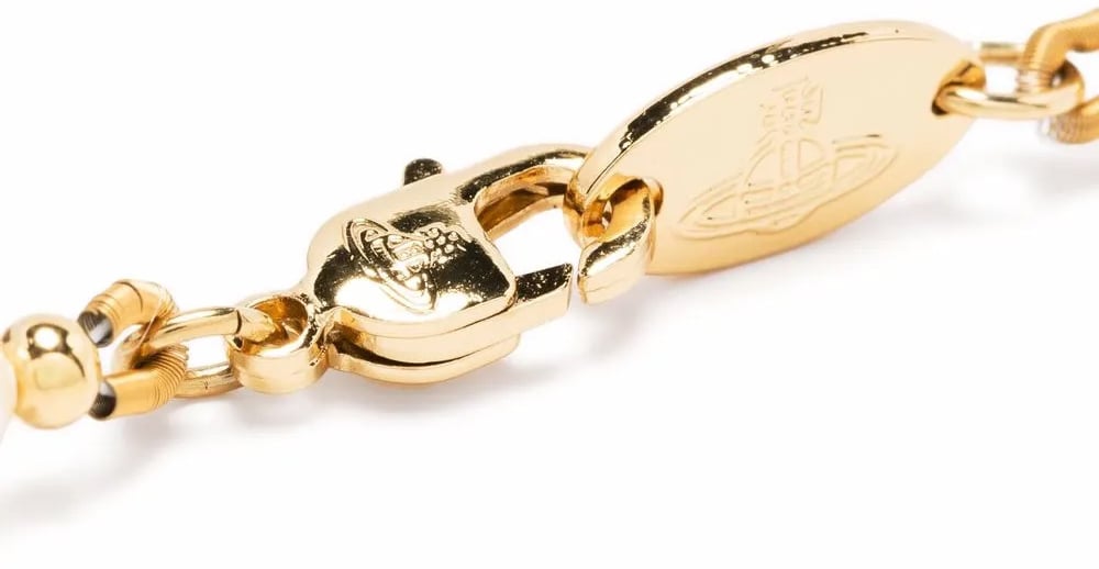 Vivienne Westwood One Row Pearl Bas Relief Gold/cream/crystal Wit