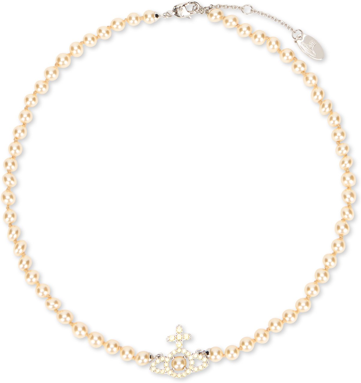 Vivienne Westwood Olympia necklace with pearls and rhinestones Neutraal
