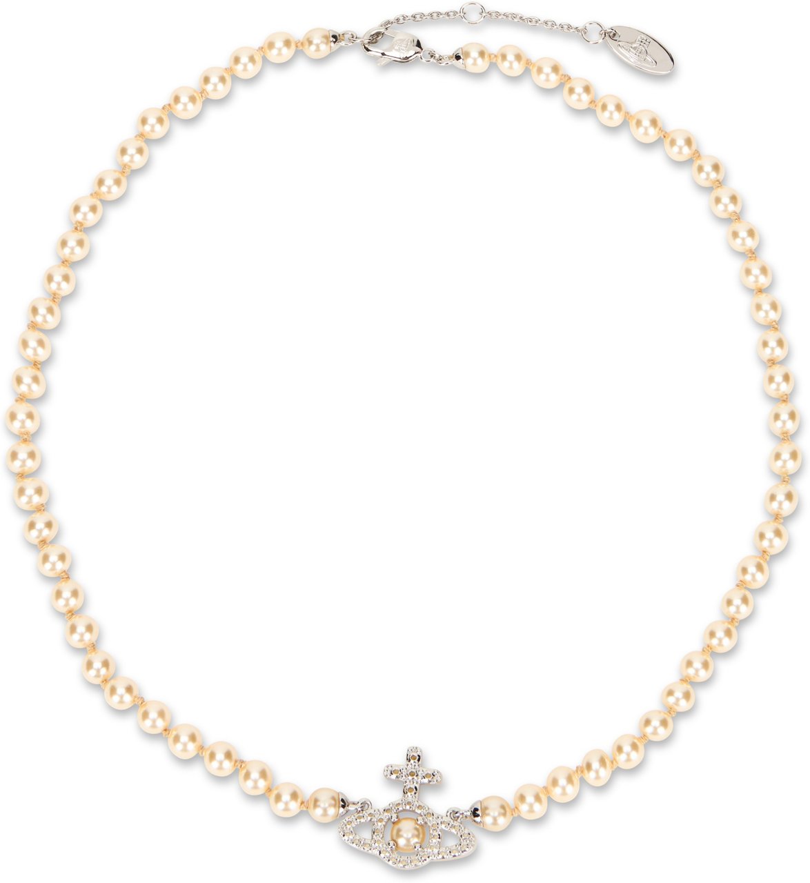 Vivienne Westwood Olympia necklace with pearls and rhinestones Neutraal