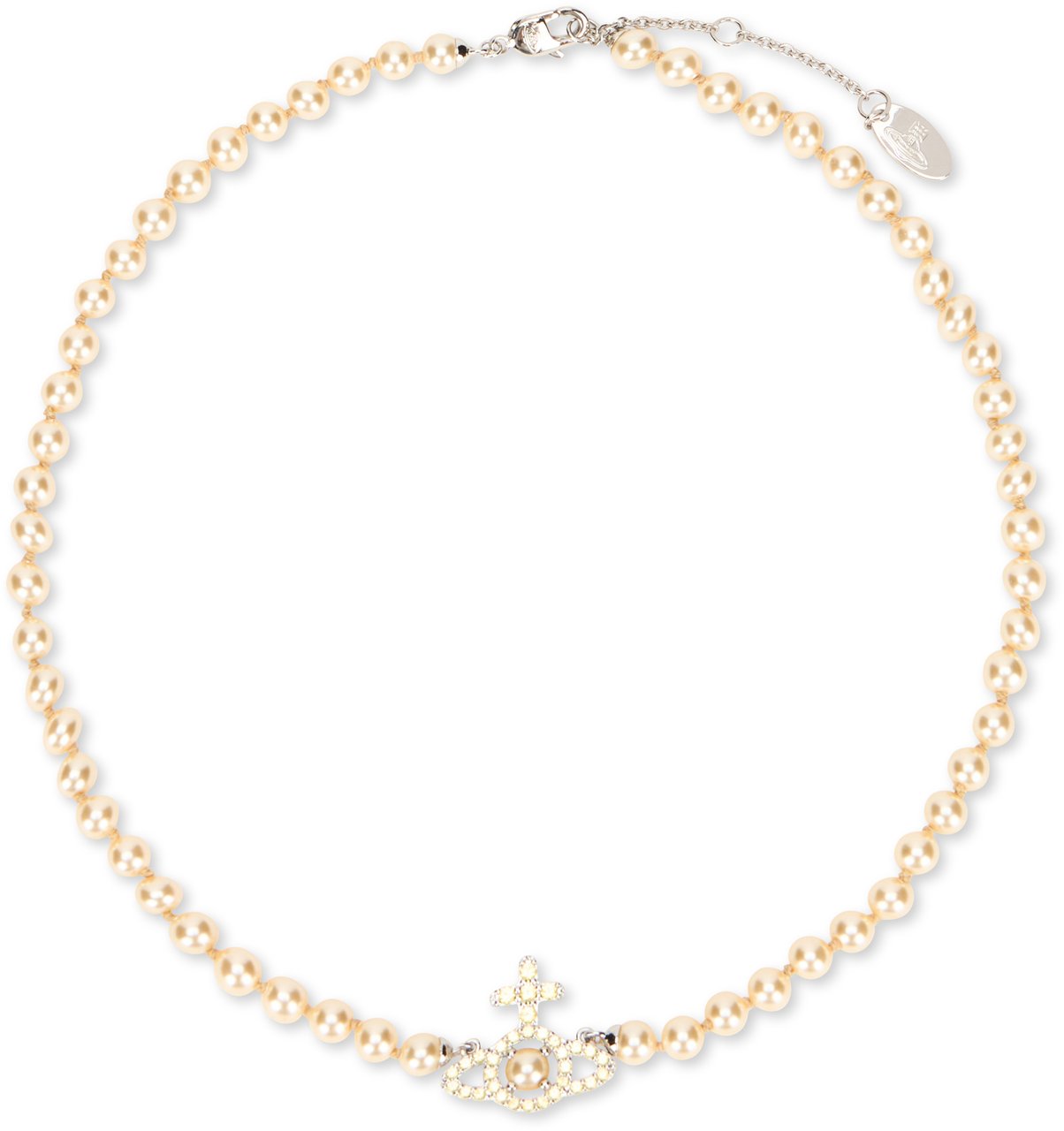 Vivienne Westwood Olympia necklace with pearls and rhinestones Neutraal
