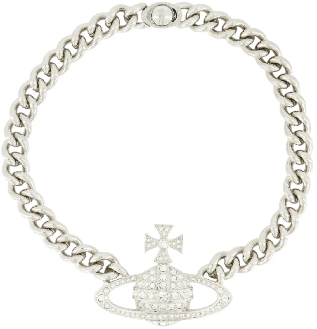 Vivienne Westwood Neysa Chain Necklace Platinum White Wit