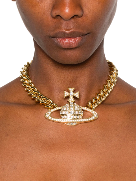 Vivienne Westwood Neysa Chain Necklace Gold White Wit