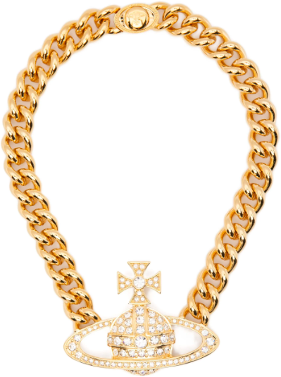 Vivienne Westwood Neysa Chain Necklace Gold White Wit