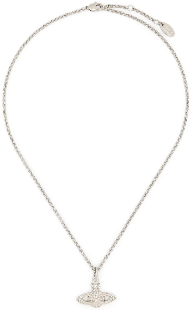 Vivienne Westwood Mini Bas Relief Pendant Platinum Crystal Zilver