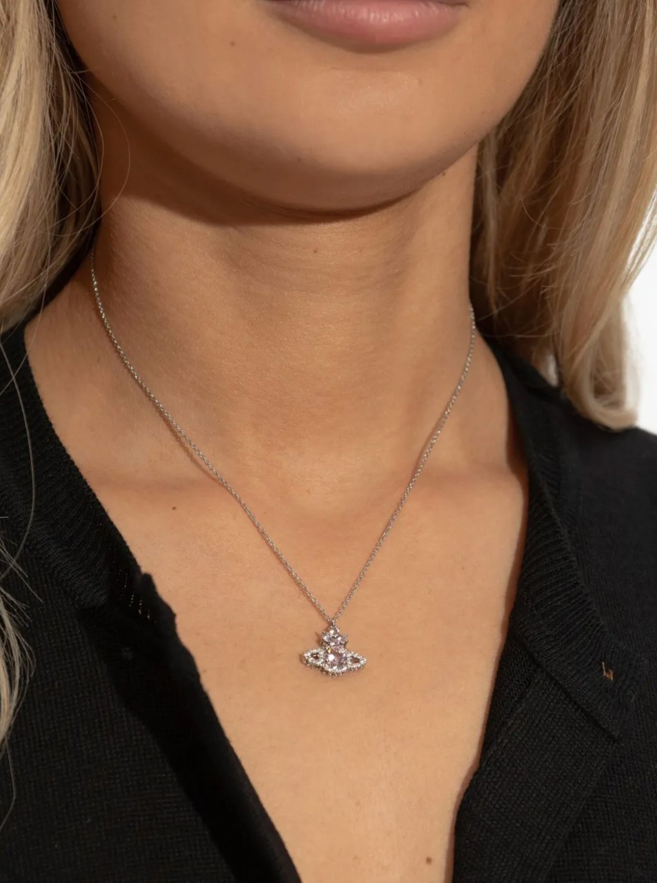 Vivienne Westwood Valentina Orb Pendant Platinum / Pink / White Cz Wit