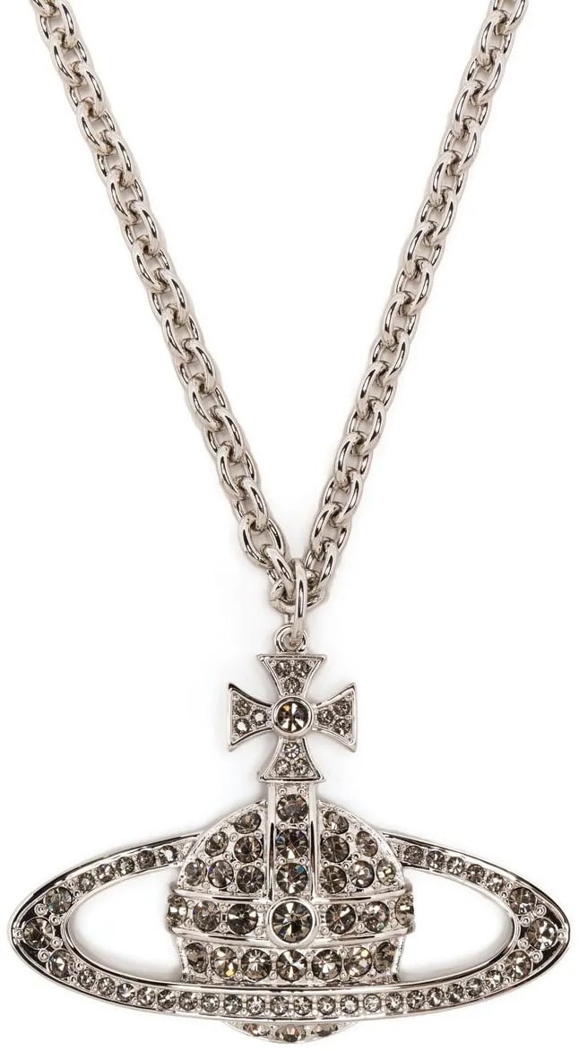 Vivienne Westwood Man. Bas Relief Pendant Platinum / Black Diamond Zwart