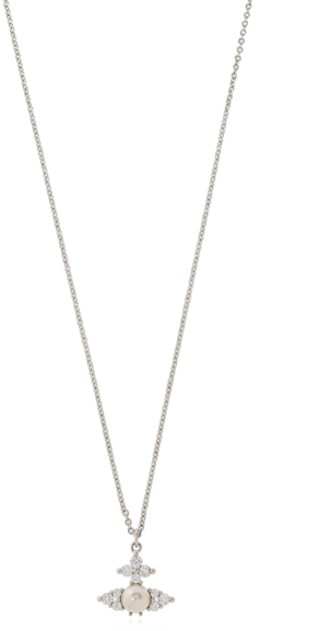 Vivienne Westwood Feodora Pendant Platinum White Cz Creamrose Wit