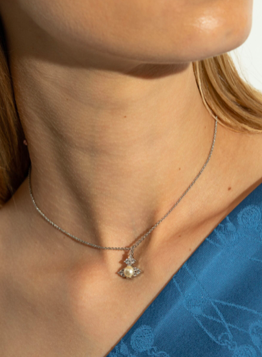 Vivienne Westwood Feodora Pendant Platinum White Cz Creamrose Wit