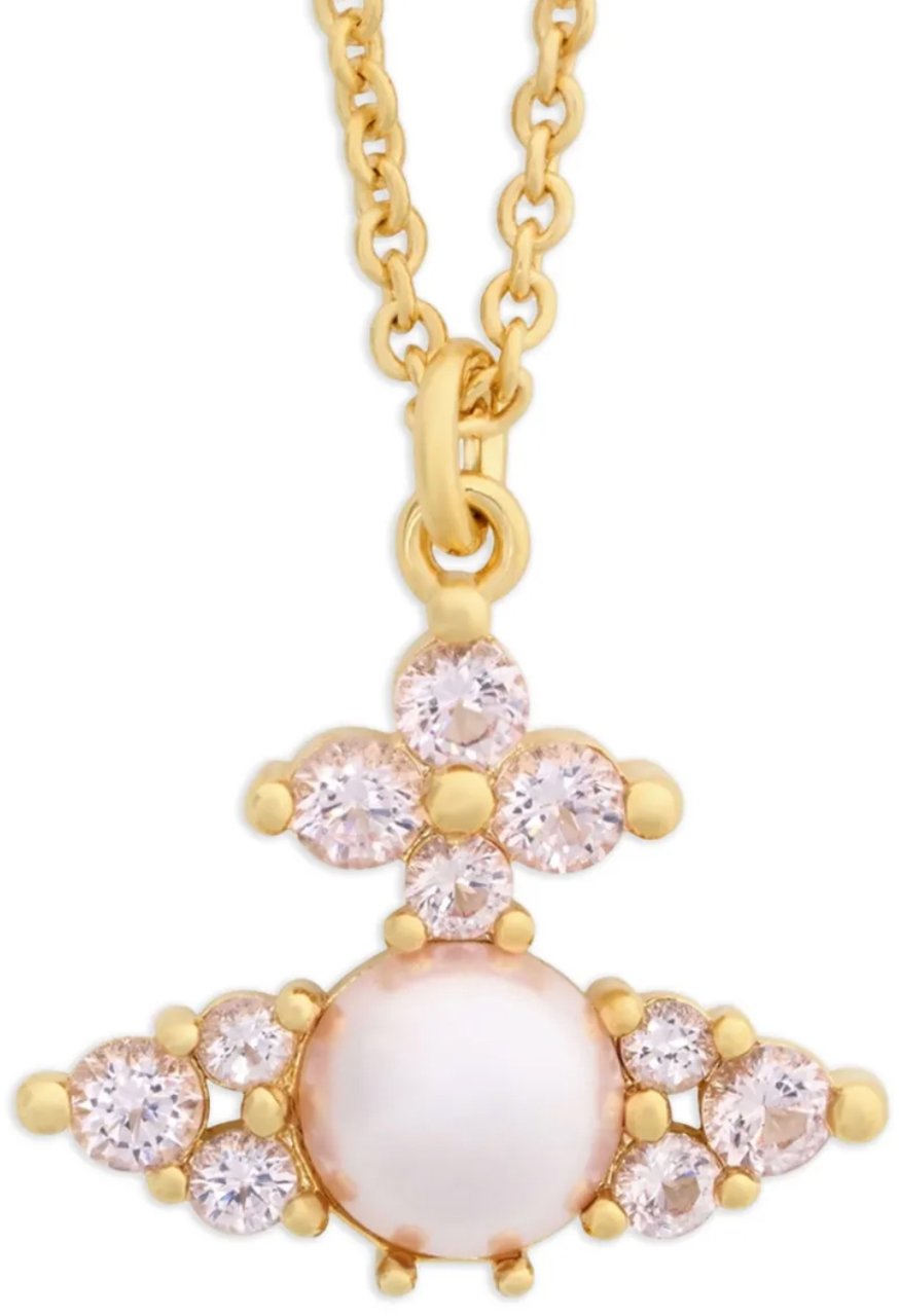 Vivienne Westwood Feodora Pendant Gold / Champagne Cz / Pink Geel
