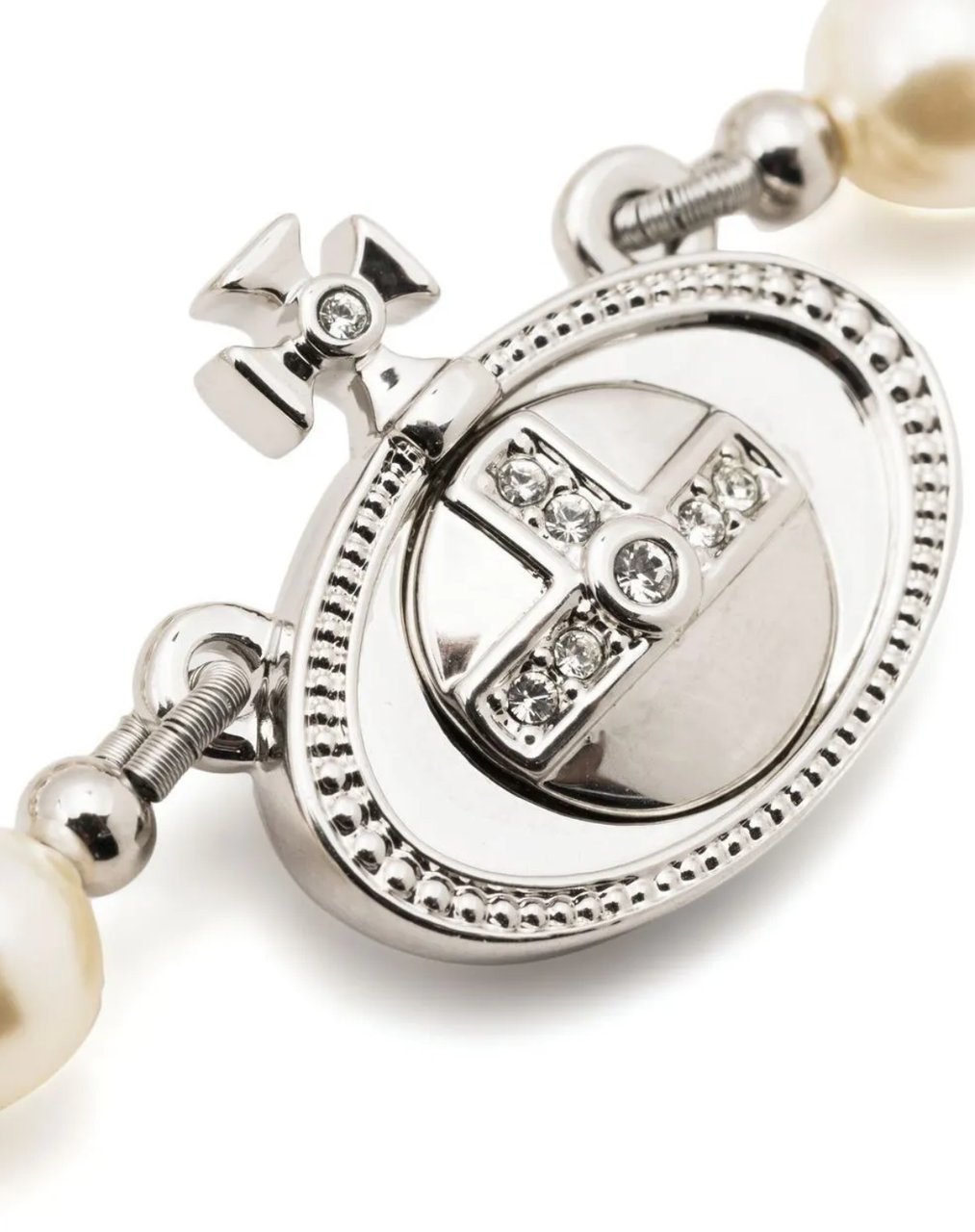 Vivienne Westwood One Row Pearl Drop Choker Platinum Pearl Multi Zilver