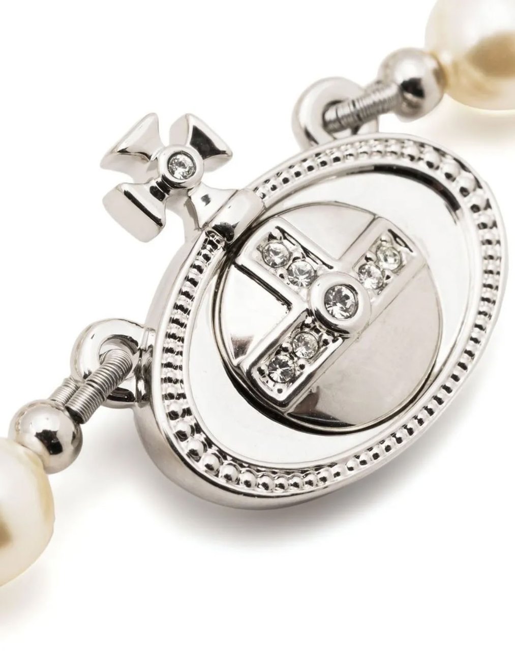Vivienne Westwood One Row Pearl Drop Choker Platinum Pearl Multi Zilver