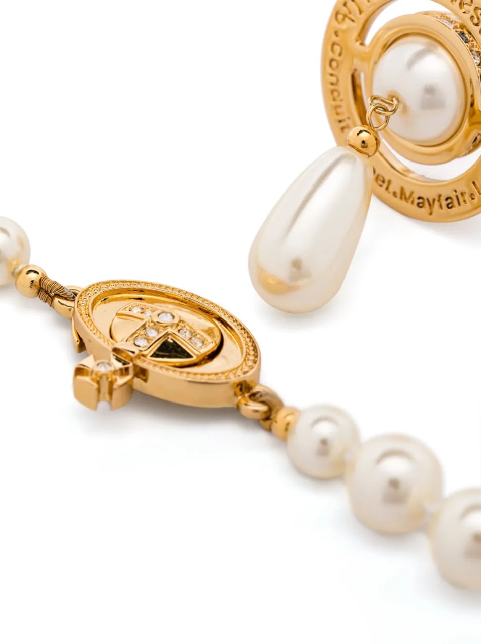 Vivienne Westwood One Row Pearl Drop Choker Gold Pearl Multi Divers