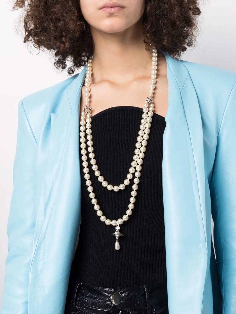 Vivienne Westwood Three Row Pearl Drop Choker Platinum Pearl Multi Divers