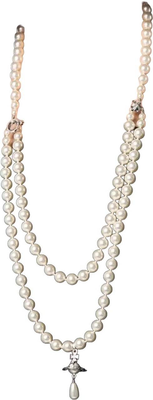 Vivienne Westwood Three Row Pearl Drop Choker Platinum/pearl/multi Zilver