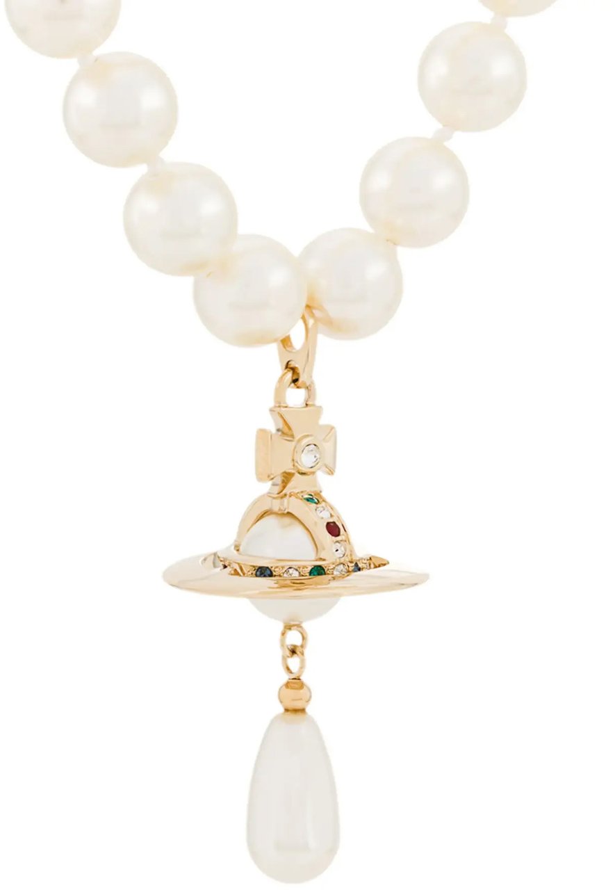Vivienne Westwood Three Row Pearl Drop Choker Gold/pearl/multi Divers