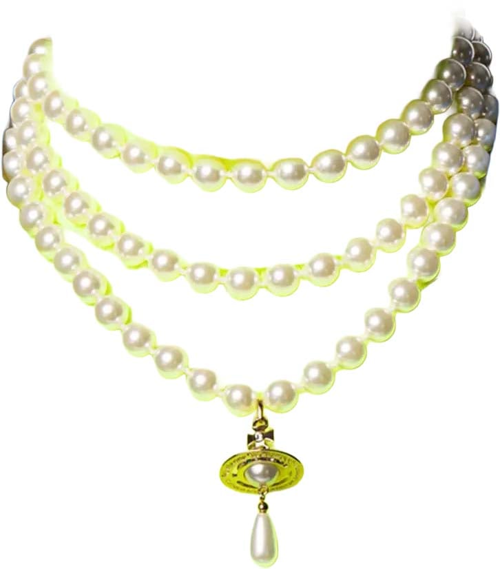 Vivienne Westwood Three Row Pearl Drop Choker Gold/pearl/multi Divers