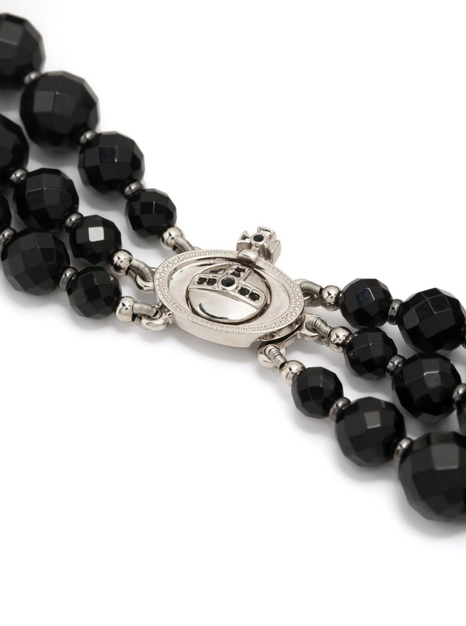 Vivienne Westwood Messaline 3 Row Choker Platinum Ruthenium Zwart
