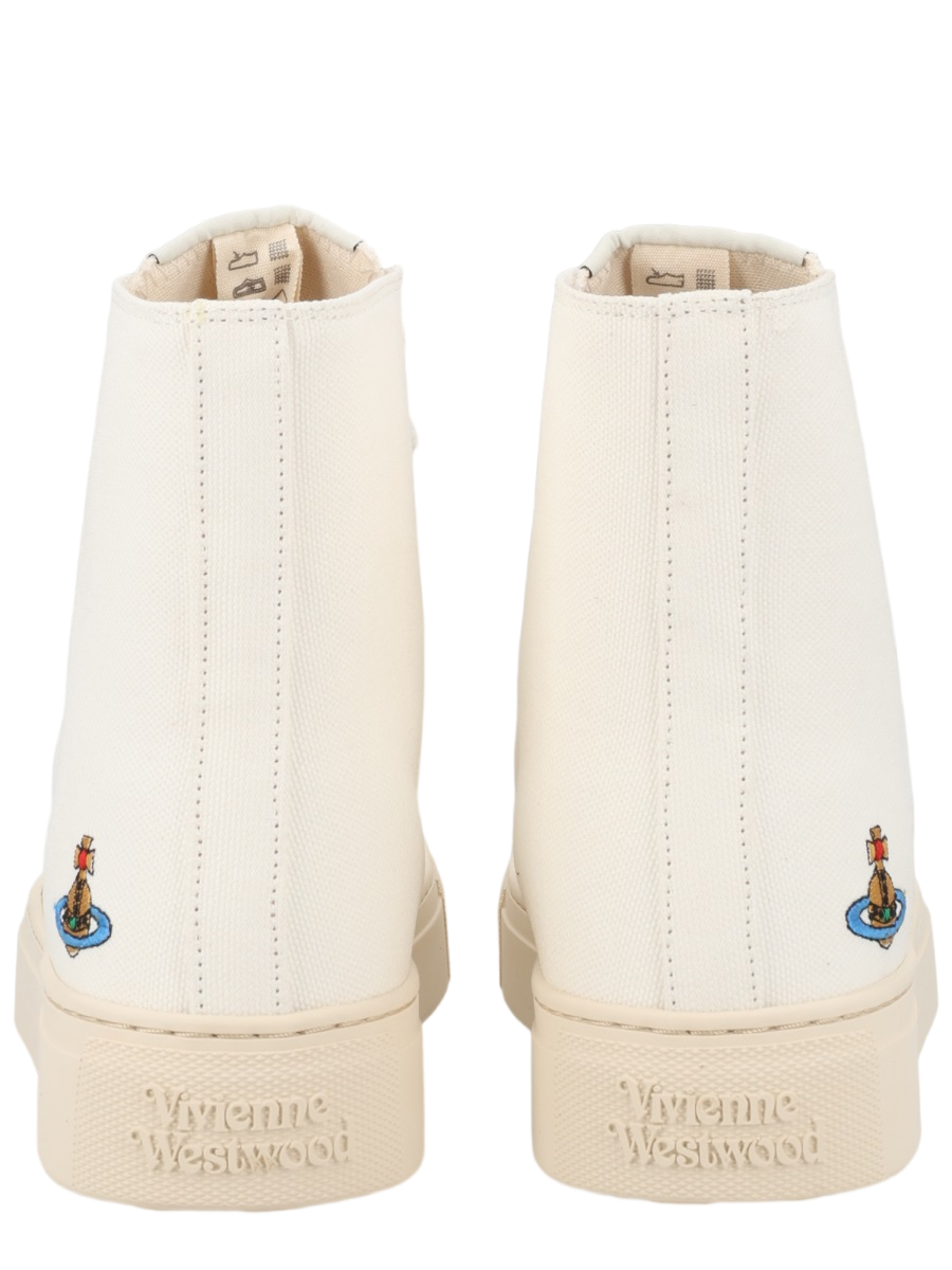 Vivienne Westwood Off-White Canvas Embroidered Emblem Sneakers Wit