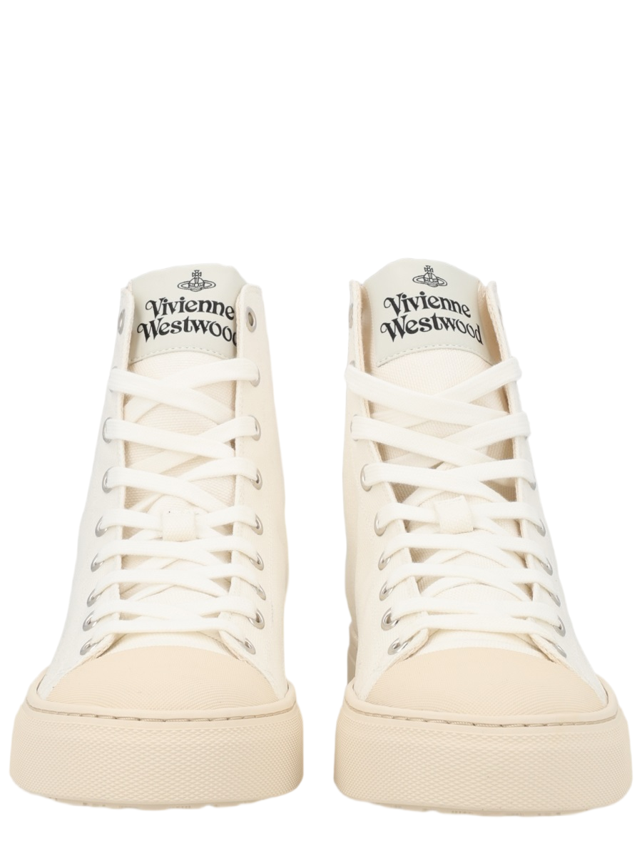 Vivienne Westwood Off-White Canvas Embroidered Emblem Sneakers Wit