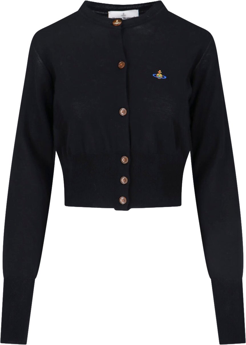 Vivienne Westwood Black Bea Crop Cotton Cardigan Zwart