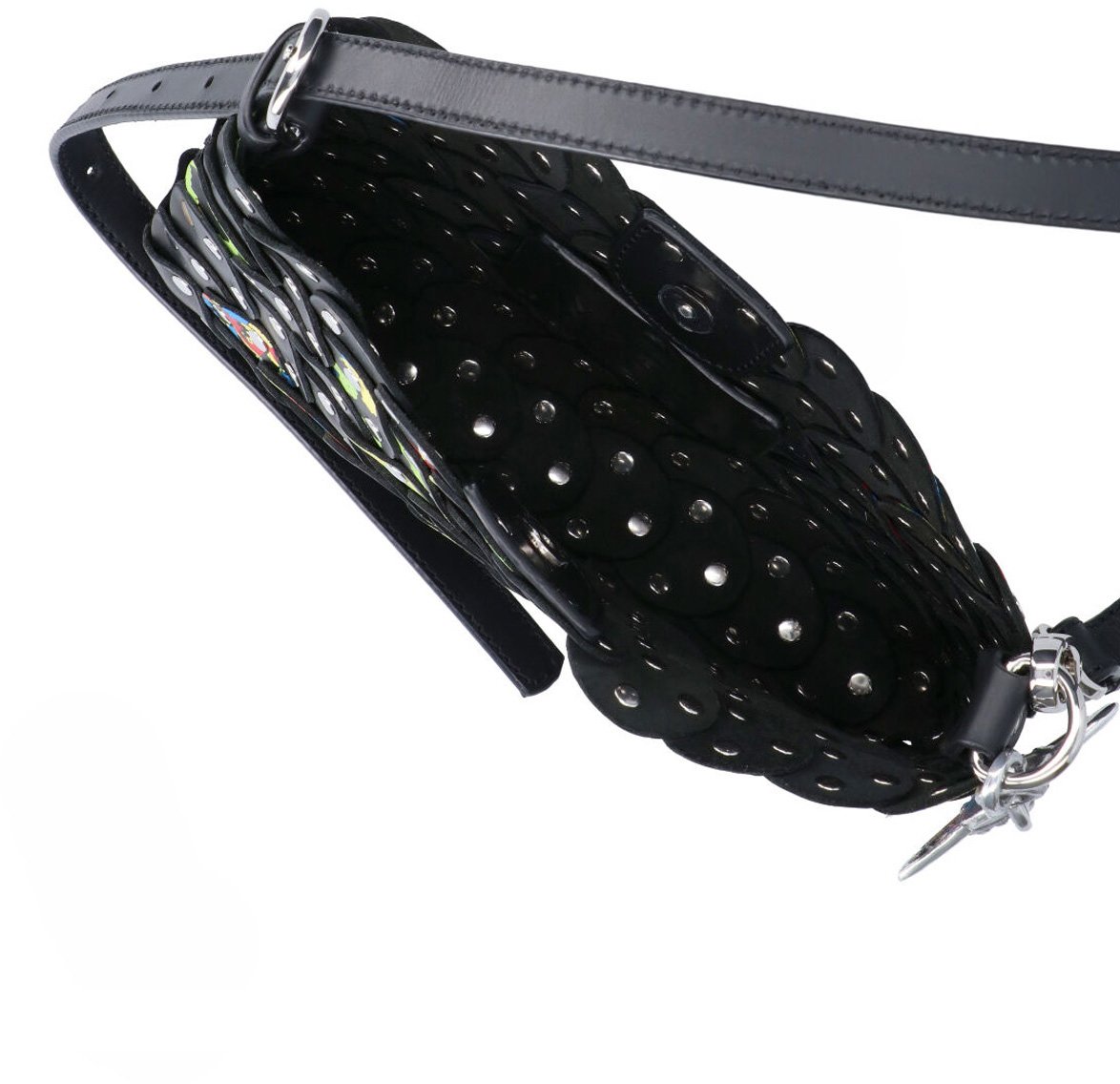 Vivienne Westwood Black Lola Floral Leather Shoulder Bag Zwart
